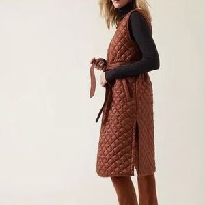 Athleta Whisper Featherless Long Quilted Vest Rust Color Size L